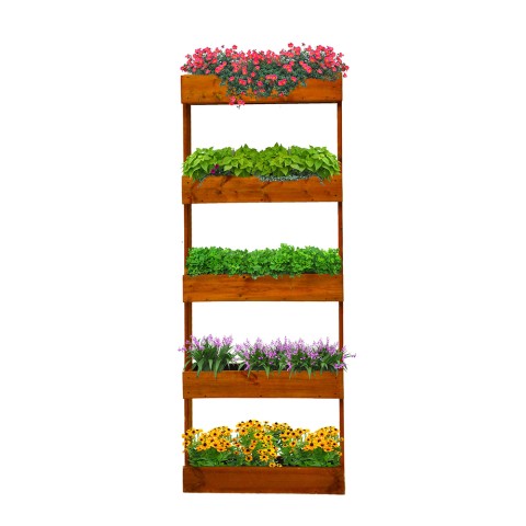 Ortolegno verticale plantenbak met 5 bakken voor balkon en terras 71x16x164 Aanbieding