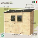 Houten tuinhuisje aangebouwd gereedschapsschuur Vaniglia 245x102 Verkoop