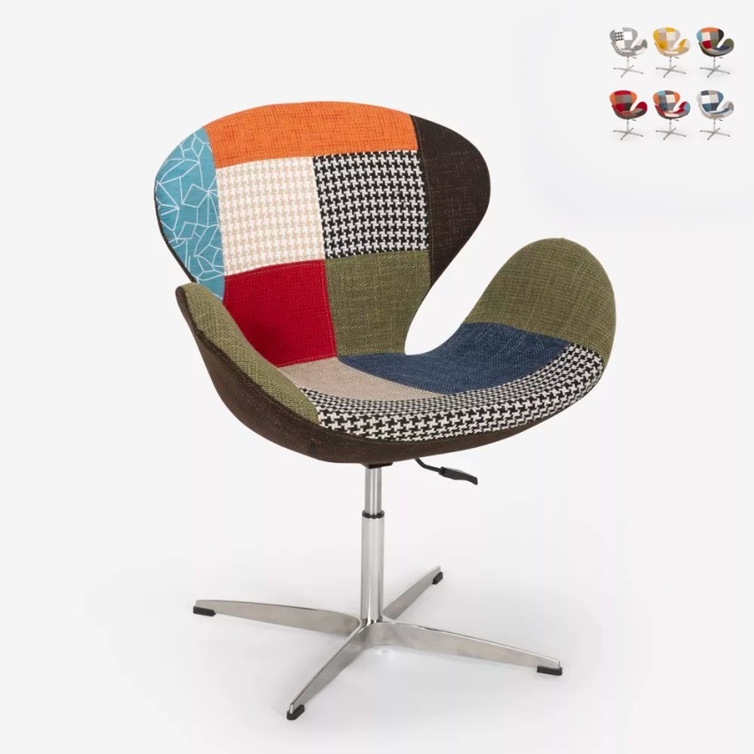 In hoogte verstelbare draaifauteuil in patchworkstijl Stork Verkoop