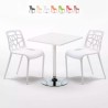 Vierkante salontafel wit 70x70 cm en 2 gekleurde stoelen Gelateria Cocktail Aanbieding