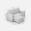 Moderne 2-zitsbank in stof 168cm met poef Marrak 140P 