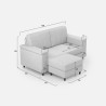 Moderne 2-zitsbank in stof 168cm met poef Marrak 140P 