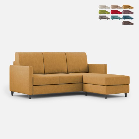 Moderne 3-zitsbank in stof met poef Karay 180 Aanbieding