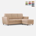 Moderne stoffen 3-zits bank 212cm met poef voetenbank Yasel 180P Aanbieding