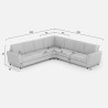 Moderne grote hoekbank in stof 7-zits 288x288cm Yasel 218AG 