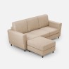 Moderne stoffen 3-zits bank 212cm met poef voetenbank Yasel 180P 