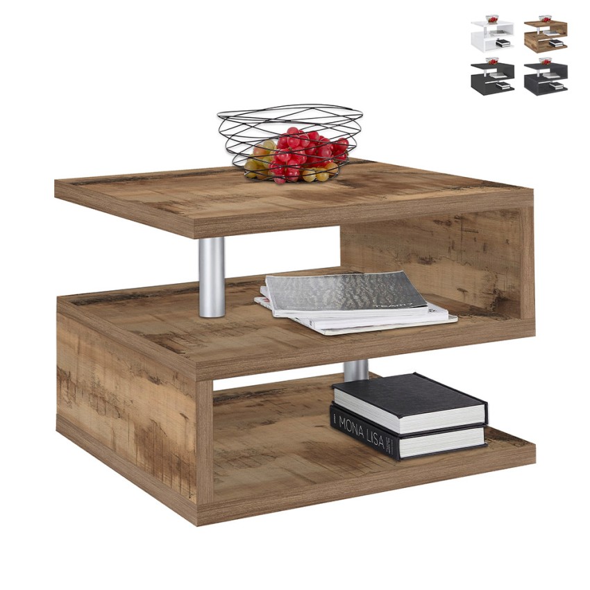 Moderne elegante salontafel met 2 planken Zeta 55 Verkoop Moderne elegante salontafel met 2 planken Zeta 55 Verkoop