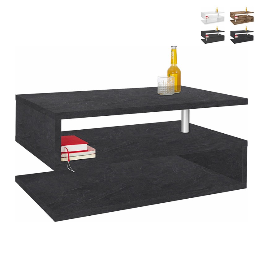Moderne rechthoekige salontafel 90x55cm met 2 niveaus Zeta 90 Verkoop Moderne rechthoekige salontafel 90x55cm met 2 niveaus Zeta 90 Verkoop