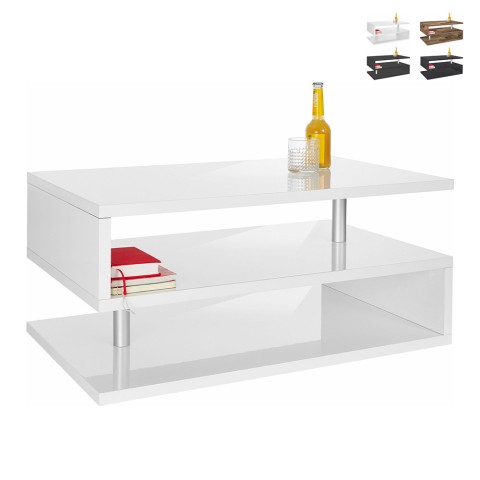 Moderne rechthoekige salontafel 90x55cm met 2 niveaus Zeta 90 Aanbieding