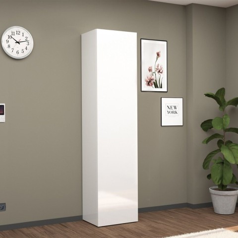 Witte hoogglans schoenkast met 1 deur 45x35x191h Dory Aanbieding