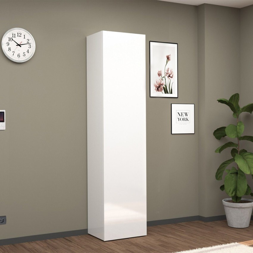 Witte hoogglans schoenkast met 1 deur 45x35x191h Dory Aanbieding Witte hoogglans schoenkast met 1 deur 45x35x191h Dory Aanbieding