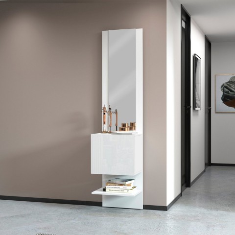 Witte hoogglans schoenenkast hal plank 1 deur spiegel Karin Aanbieding
