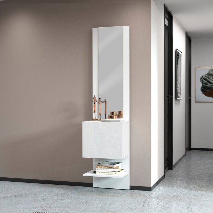 Witte hoogglans schoenenkast hal plank 1 deur spiegel Karin Aanbieding Witte hoogglans schoenenkast hal plank 1 deur spiegel Karin Aanbieding