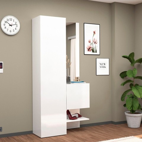 Set schoenenkast & spiegelkast voor hal in hoogglans wit Chica Aanbieding
