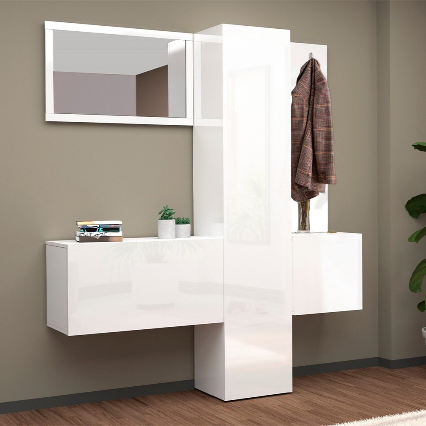 Set schoenenkast kapstok met spiegel en twee meubels Linda Aanbieding Set schoenenkast kapstok met spiegel en twee meubels Linda Aanbieding