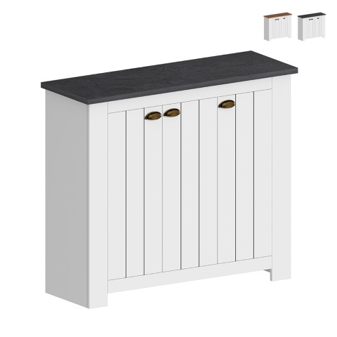 Witte klassieke schoenenkast voor de hal met 3 deuren van hout Jarret Aanbieding