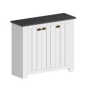 Witte klassieke schoenenkast voor de hal met 3 deuren van hout Jarret Voorraad