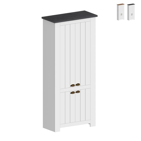 Hillrose Schoenenkast 4 deuren multifunctioneel wit klassiek 84x42x200cm Aanbieding