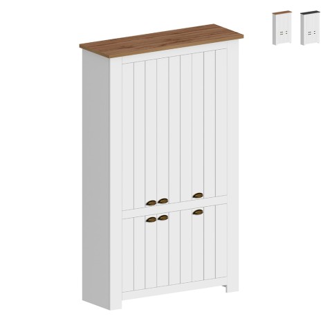 Grote multifunctionele schoenenkast wit 114x42x200cm 6 deuren Elaisa Aanbieding