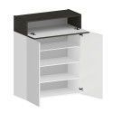 Moderne witte schoenenkast met 2 deuren en 4 planken 76x34x100cm Ayenne Afmetingen