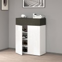 Moderne witte schoenenkast met 2 deuren en 4 planken 76x34x100cm Ayenne Korting
