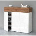 Moderne witte schoenenkast met 3 deuren en 8 planken 110x34x100cm Aida Korting