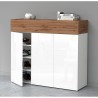 Moderne witte schoenenkast met 3 deuren en 8 planken 110x34x100cm Aida Korting