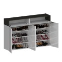 Moderne witte schoenenkast 4 deuren 8 planken hout 152x34x100cm Darice Prijs