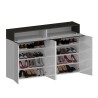 Moderne witte schoenenkast 4 deuren 8 planken hout 152x34x100cm Darice Prijs