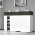 Moderne witte schoenenkast 4 deuren 8 planken hout 152x34x100cm Darice Kortingen
