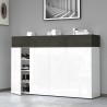 Moderne witte schoenenkast 4 deuren 8 planken hout 152x34x100cm Darice Kortingen
