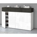 Moderne witte schoenenkast 4 deuren 8 planken hout 152x34x100cm Darice Kosten
