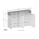 Moderne witte schoenenkast 4 deuren 8 planken hout 152x34x100cm Darice 