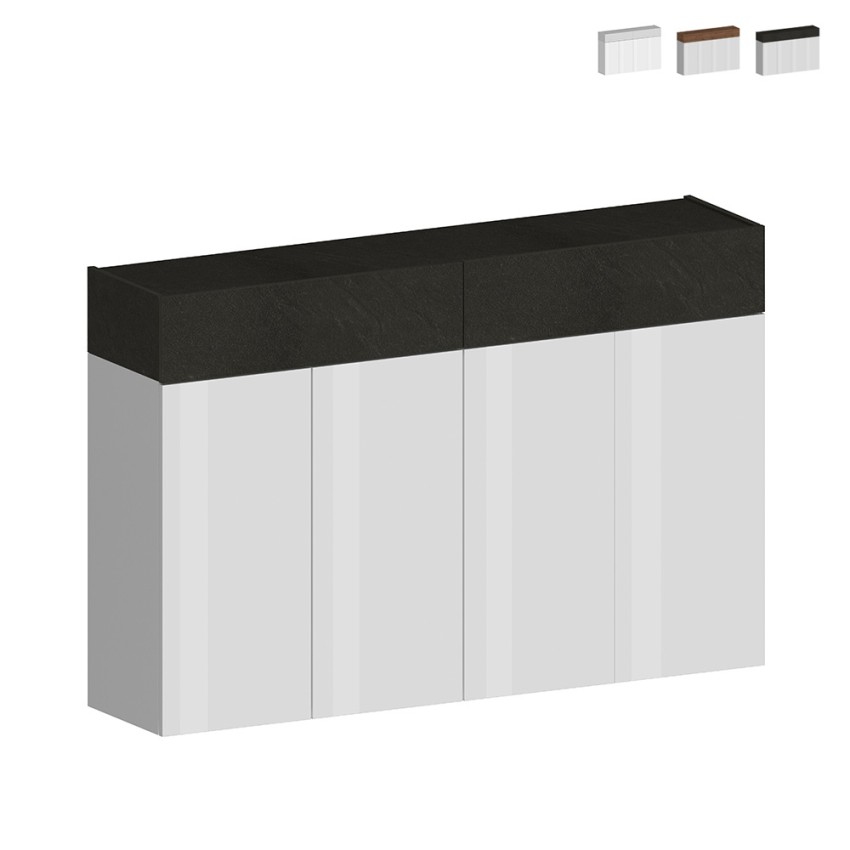 Moderne witte schoenenkast 4 deuren 8 planken hout 152x34x100cm Darice Verkoop