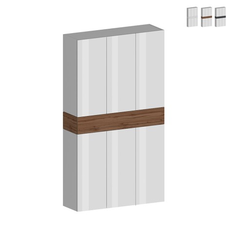 Grote moderne schoenenkast 114x34x200 cm, 6 deuren, 10 planken, model Dettey Aanbieding