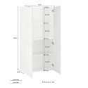 Moderne kantoorkast woonkamer 2 deuren wit hoogglans 70x35x140 Birse Voorraad