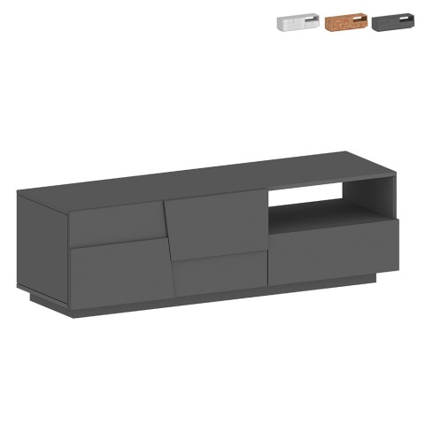 Moderne design televisiemeubel woonkamer 2 deuren 1 lade 150x44x46cm Trevis Aanbieding
