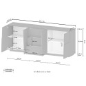 Moderne dressoir voor woonkamer met 3 lades en 2 deuren 220x44x86cm Margaux 