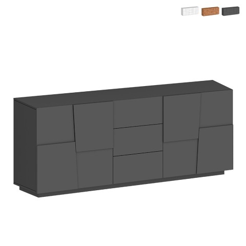 Moderne dressoir voor woonkamer met 3 lades en 2 deuren 220x44x86cm Margaux Aanbieding