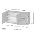 Moderne kast met 2 deuren en 3 lades voor woonkamer of slaapkamer Glencoe 