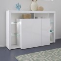 Moderne boekenkast met 3 deuren en glazen planken 150x40x100cm Allen Korting