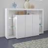 Moderne boekenkast met 3 deuren en glazen planken 150x40x100cm Allen Korting