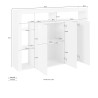 Moderne boekenkast met 3 deuren en glazen planken 150x40x100cm Allen Aankoop