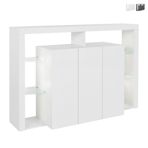 Moderne boekenkast met 3 deuren en glazen planken 150x40x100cm Allen Aanbieding