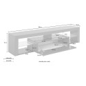 Moderne tv-meubel met klepdeur en glazen planken 160cm Helix 