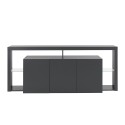 Moderne 3-deurs dressoir 200x40x80cm met glazen legplanken Pibrac Keuze