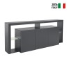 Moderne 3-deurs dressoir 200x40x80cm met glazen legplanken Pibrac Kortingen