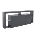 Moderne 3-deurs dressoir 200x40x80cm met glazen legplanken Pibrac Voorraad
