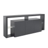 Moderne 3-deurs dressoir 200x40x80cm met glazen legplanken Pibrac Voorraad