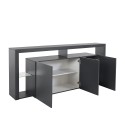 Moderne 3-deurs dressoir 200x40x80cm met glazen legplanken Pibrac Model
